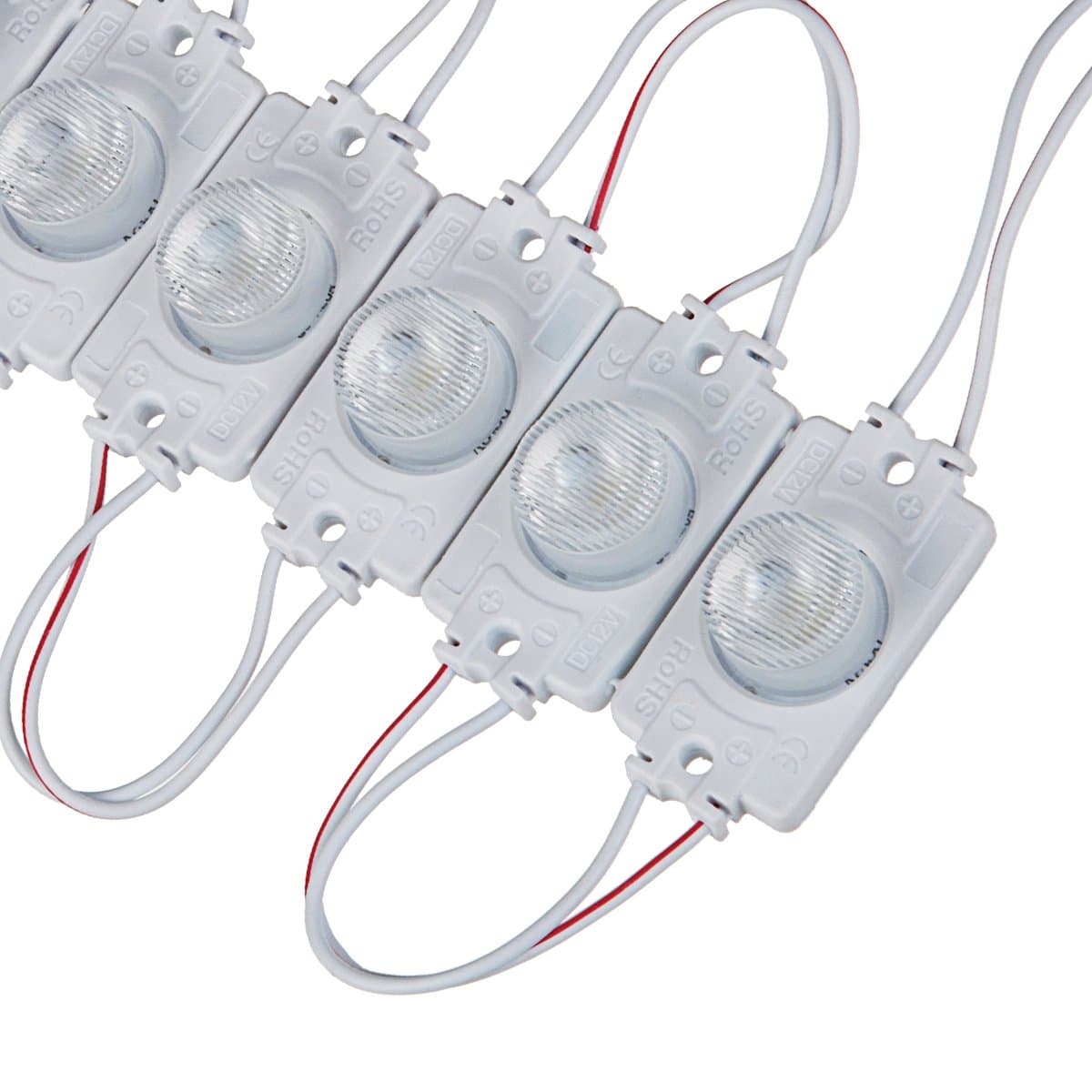 40 PCS White 6500K 1.2W 12V LED Modules with Lens for Light Box Waterproof with Tape Adhesive Back