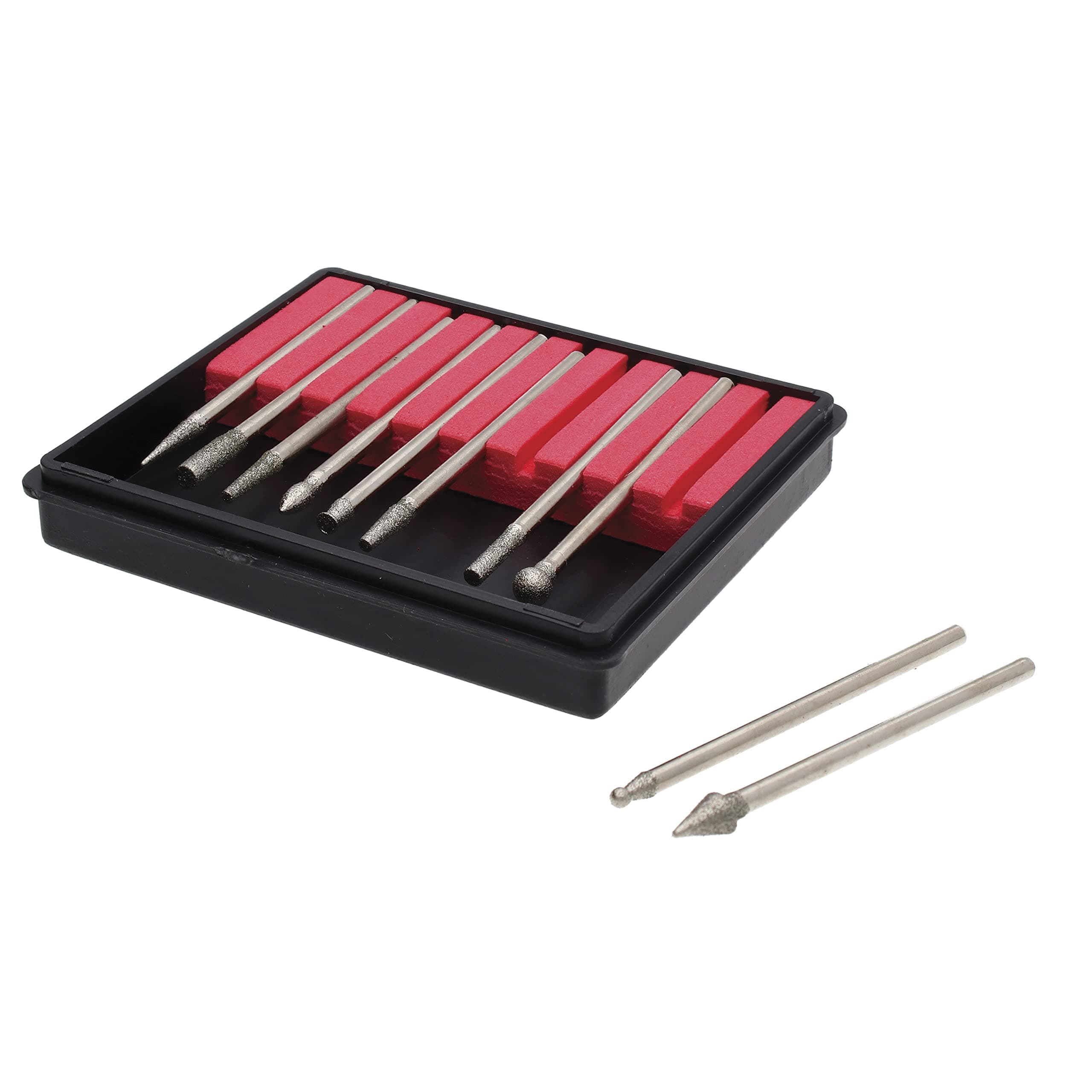 The Beadsmith Burr Set – 10-Piece Diamond Coated Bits – 150 Grit with 2.35mm or 3.17mm Shanks – Use on Metal, Glass, Wood or Ceramics – Perfect for Micro Engravers and Rotary Tools