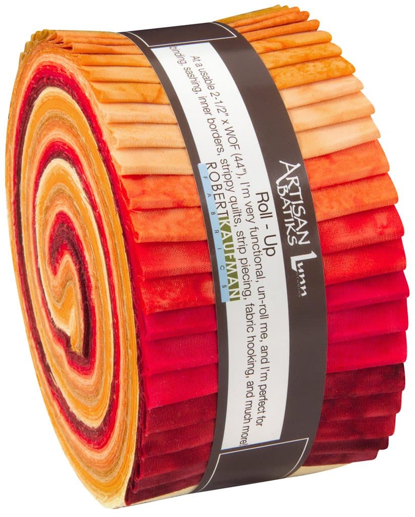 Lunn Studios Artisan Batiks Prisma Dyes Lava Flow Roll Up 40 2.5-inch Strips Jelly Roll Robert Kaufman Fabrics RU-372-40