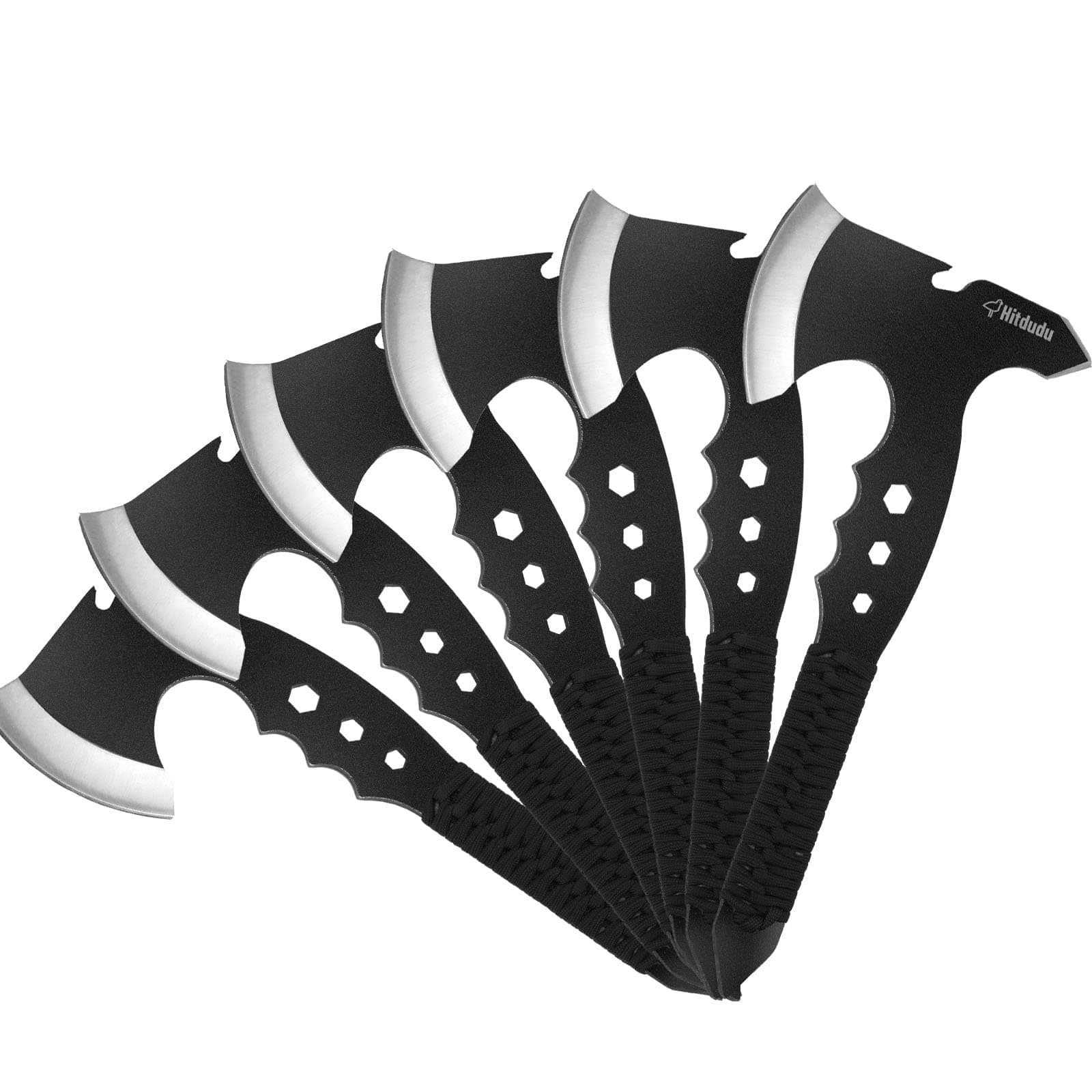 Throwing Axes Set 6Pack, 11.8" Throwing Tomahawk w/ 3.5" Blade, Full Tang Stainless Steel Axe Set with Sheath, Paracord Wrapped Handle, Design for Hawks Throwing Recreation and Competition