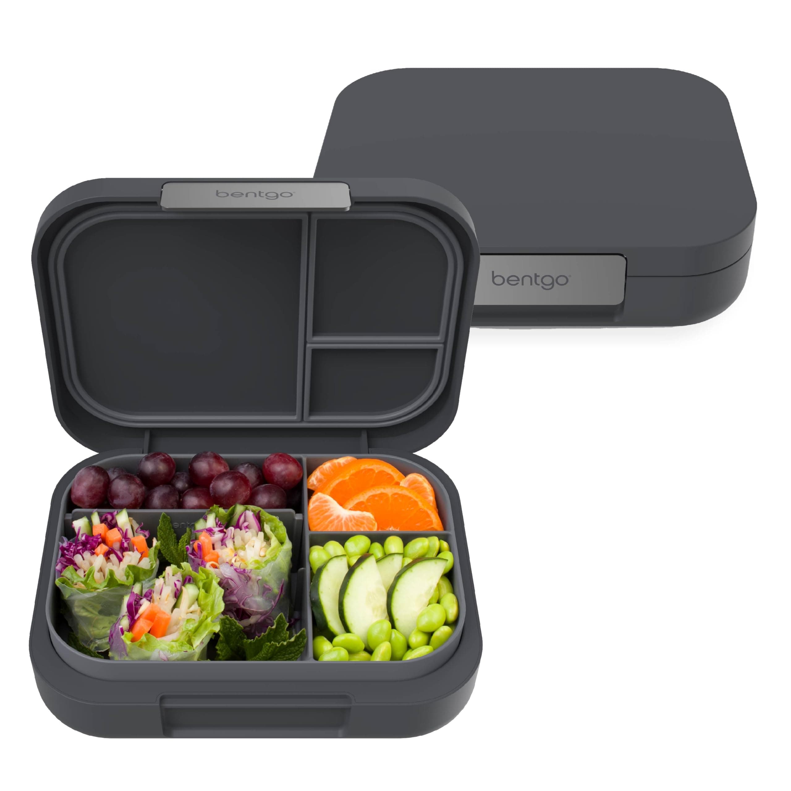 Bentgo Modern - Adult & Teen Bento Lunch Box; 3-4 Compartments, Leak-Resistant, 5.5 Cup Capacity/44 fl oz, Improved Locking Clips, Reusable, BPA-Free, Dishwasher/Microwave Safe Tray (Dark Gray)