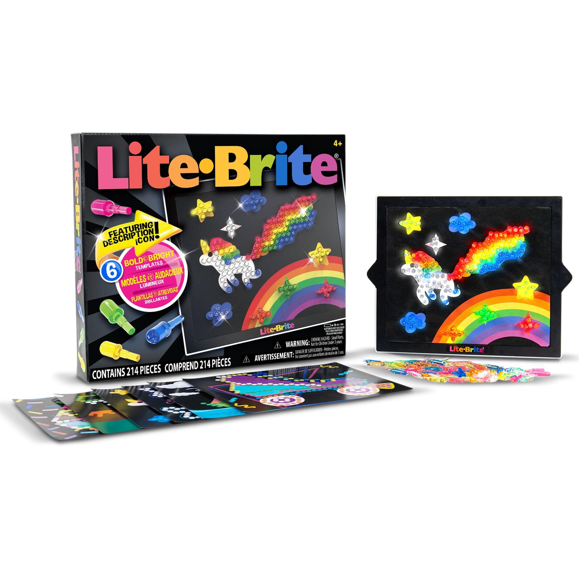 Basic Fun 2215 Lite-Brite Ultimate Classic Light Up LED Drawing Board With Colours, Glow Art Neon Effect, Creative Light Toys for Kids Aged 4+