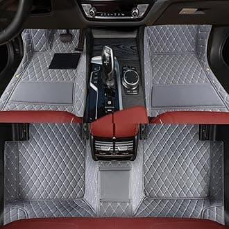 Custom Personalized Floor Mats for Cars，Luxury Full Coverage All Weather Car Floor Mats，Anti-Slip Leather Car Mat Set ，Custom Floor Mats for 99% of Cars, Trucks & SUVs (Gray)