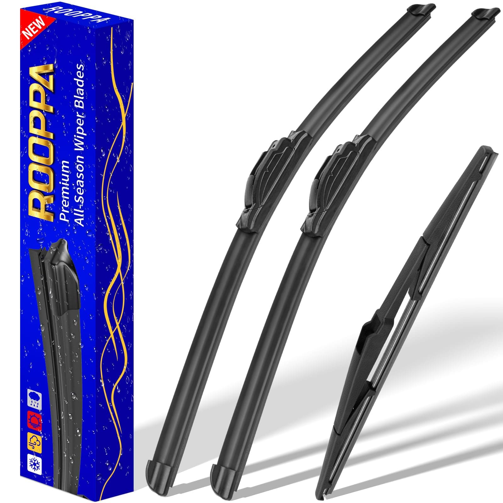 3 wipers Replacement for 2013-2016 Mazda CX-5/2007-2012 Hyundai Santa Fe, Windshield Wiper Blades Original Equipment Replacement - 24"/18"/14" (Set of 3) U/J HOOK