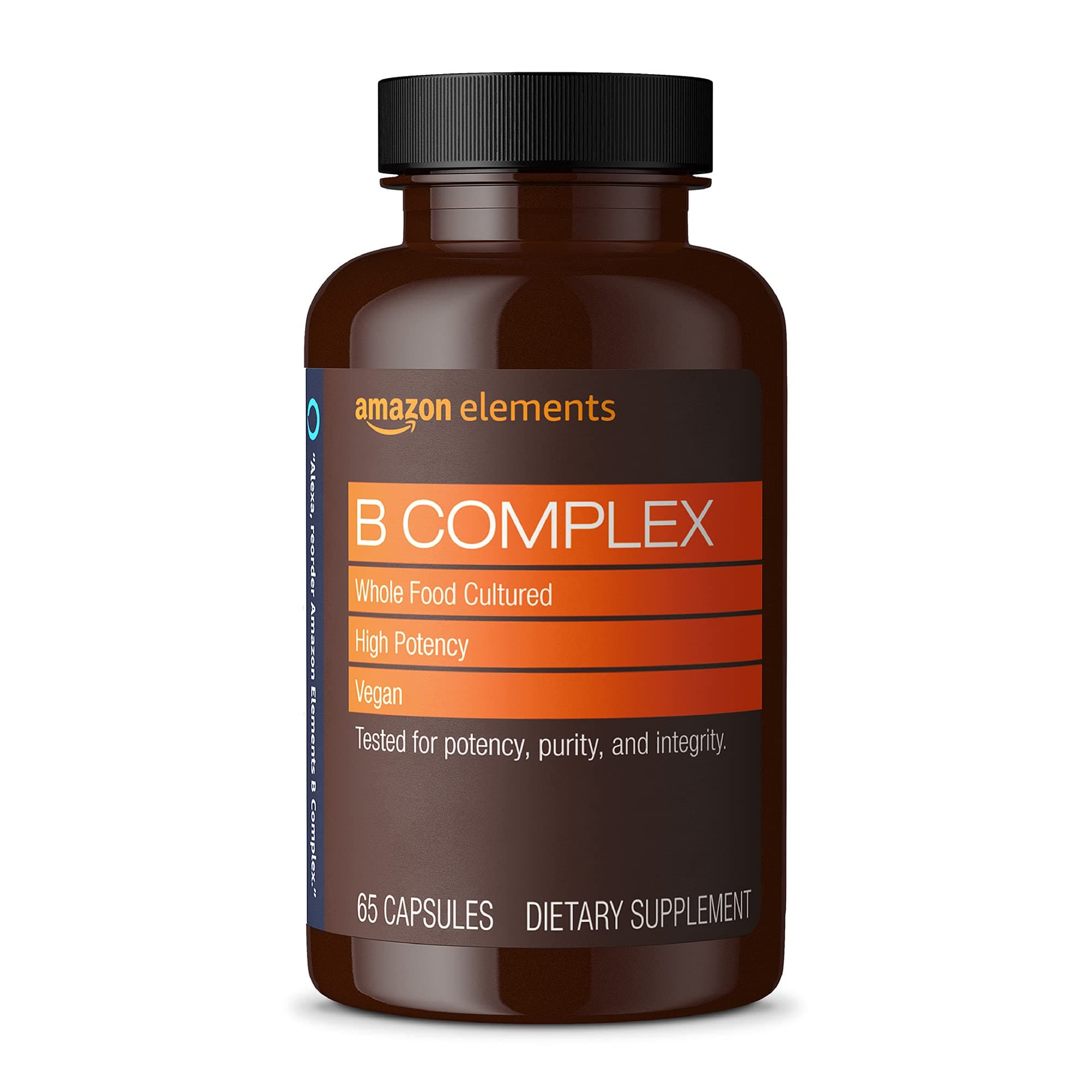 B Complex, High Potency, 83% Whole Food Cultured, Supports Immune and Normal Energy Metabolism, Vegan, 65 Capsules, b Complex Vitamins, 2 month supply (Packaging may vary)