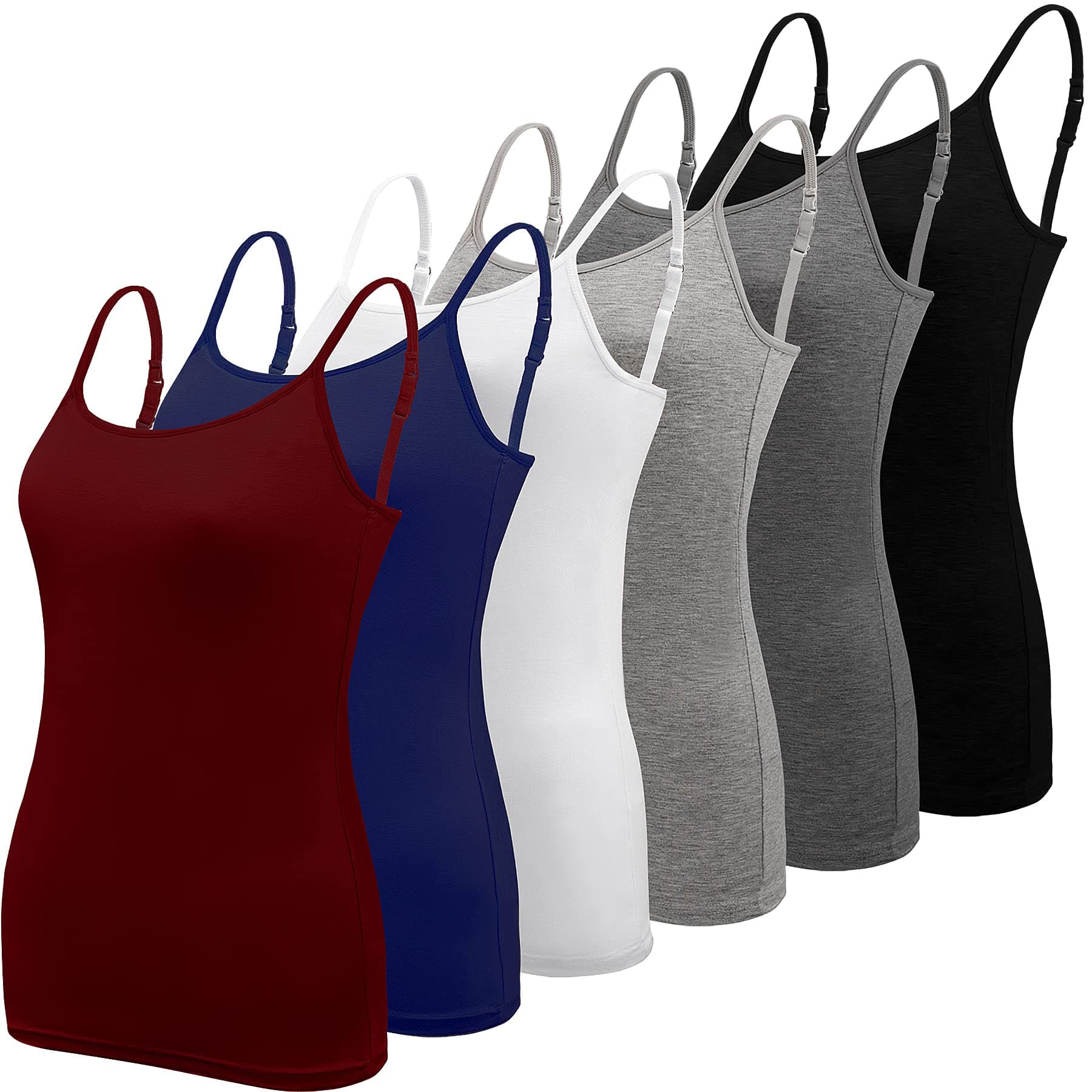 6 Pieces Basic Camisole Adjustable Strap Vest Top for Women and Girl