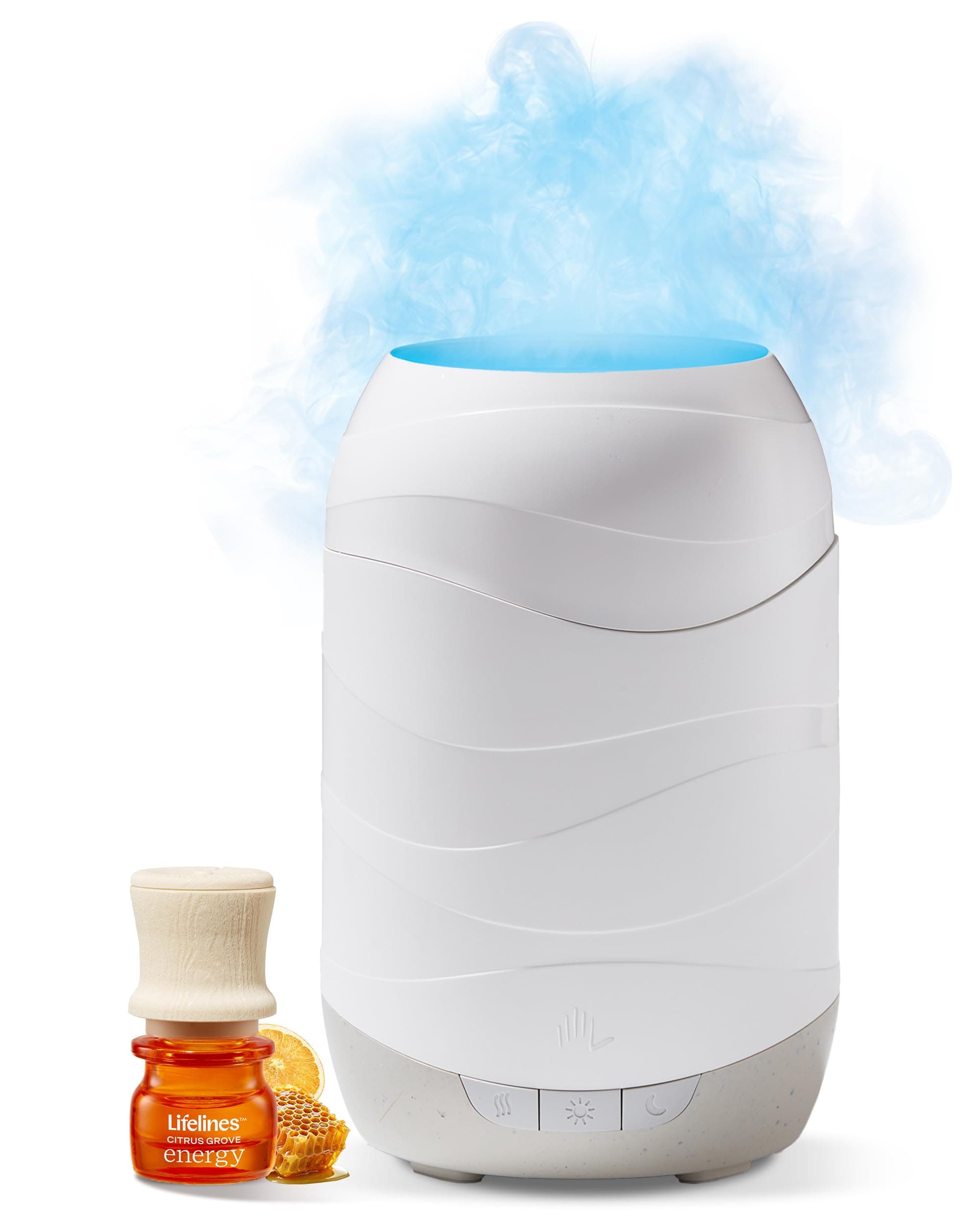 200 ML Waves Ultrasonic Diffuser for Essential Oils, Features Cascading Mist & Colored Lights, Lifelines Citrus Grove Essential Oil Blend 7.5 ML Included