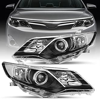 Compatible with 2012-2014 Toyota Camry Headlight L/Le/Xle/Hybrid/SE Assembly Driver Passenger Side(Black Housing with Clear Reflector)