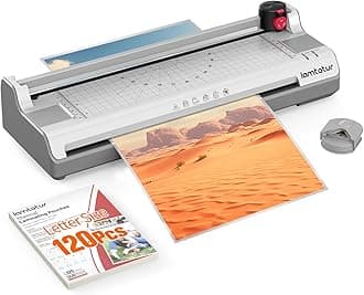 Laminator Machine 13Inch Wide with 120 Letter Size Laminating Sheets for A3/A4/A6,11X17 Thermal Hot&Cold 2 Roller Laminated 3-5Mil with Paper Cutter, Corner Rounder for Office Home School Teacher Use