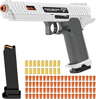 Soft Bullet Toy Gun - Stress Shot with Semi-Automatic Mode, Realistic Shell Ejecting Toy Guns (White)