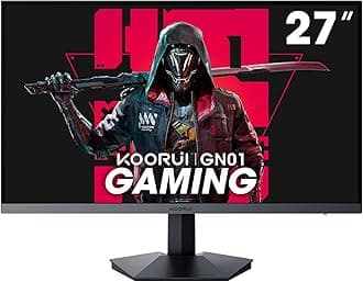 KOORUI 27" Gaming Monitor, FHD 1080p 165hz Mointor with 1ms (MPRT) Response Time, DCI-P3 90% Color Gamut, Adaptive Sync Compatible, HDMI x 2, DisplayPort, GN01