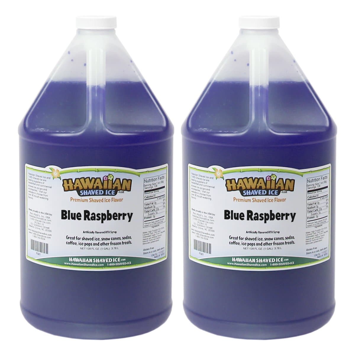 Hawaiian Shaved Ice Syrup, Blue Raspberry, 2 Gal.
