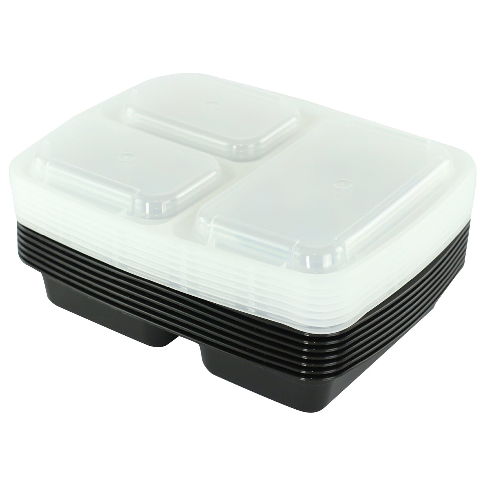 Simply Life [7 Pack] 3 Compartment Meal Prep Containers (Black)