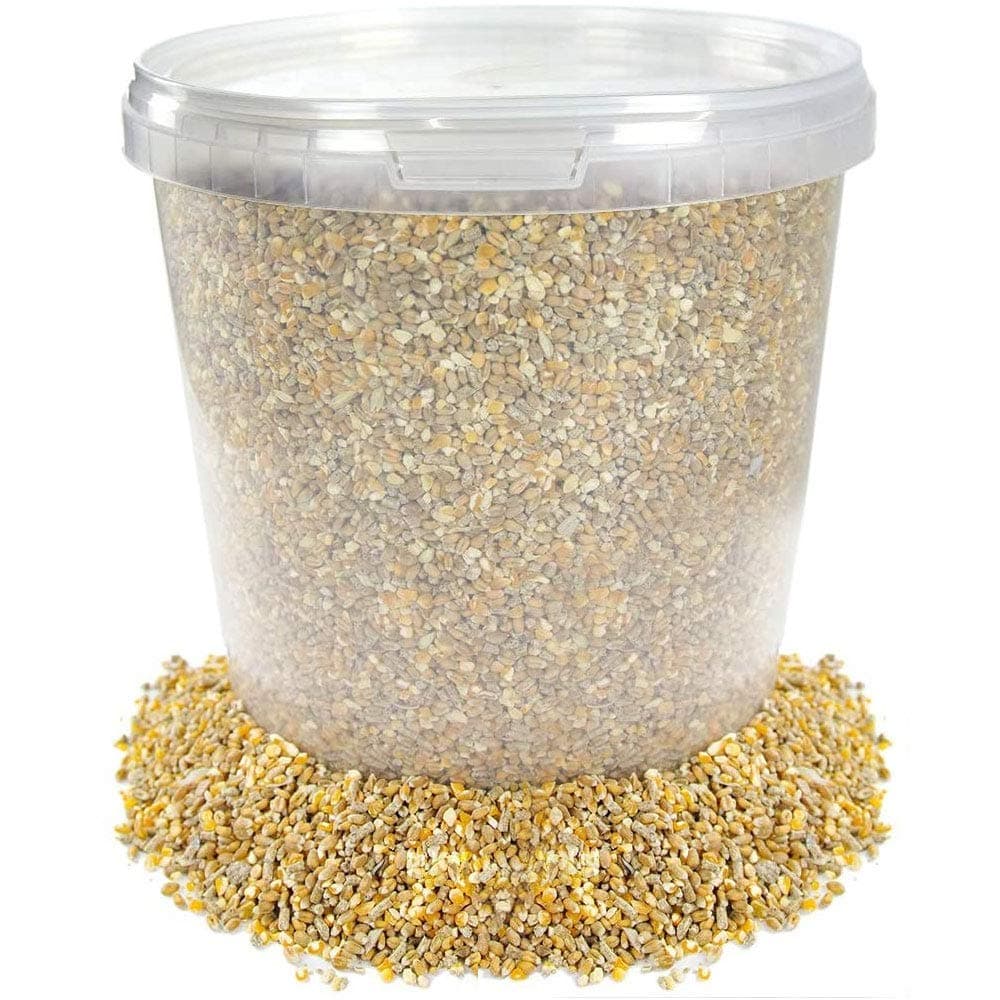 BusyBeaks Chicken Corn Extra | Premium Grade Poultry Feed | Nutritious Oyster Shell, Layers Pellets, Fibre Wheat & Split Maize | High Energy, Protein-Rich Food Mix | Perfect Year-Round Seed (1L Tub)