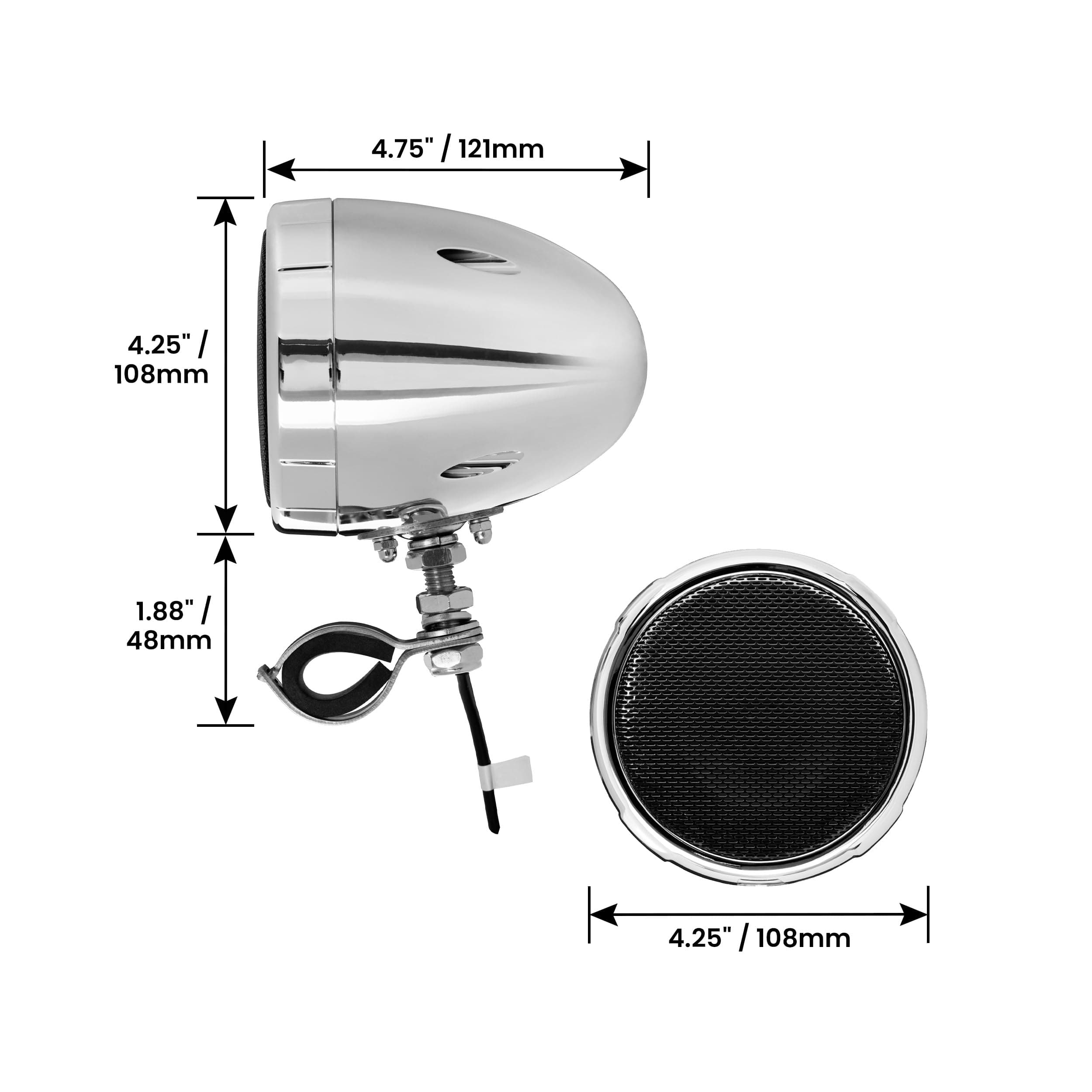 BOSS Audio Systems MC475BA Motorcycle Speaker Sound System - Bluetooth, Amplified, Weatherproof, 3 Inch Speakers, Volume Control, Also Use with ATVs and UTVs
