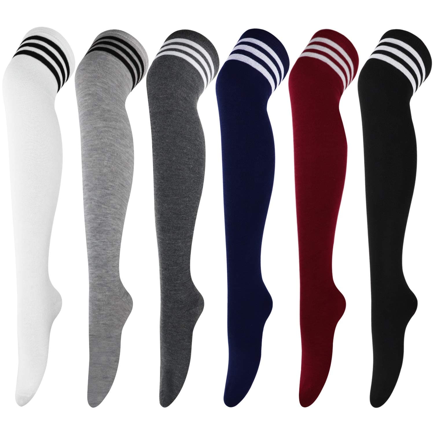 High Thigh Socks Striped Over Knee Thin Tights Long Stocking ...