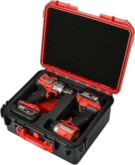 Tool Case for Milwaukee M18 Impact Drill Driver Combo Kit - Tool Box for Milwaukee Power Drill & Impact Set - Battery & Charger (Case Only) (Red & Black)