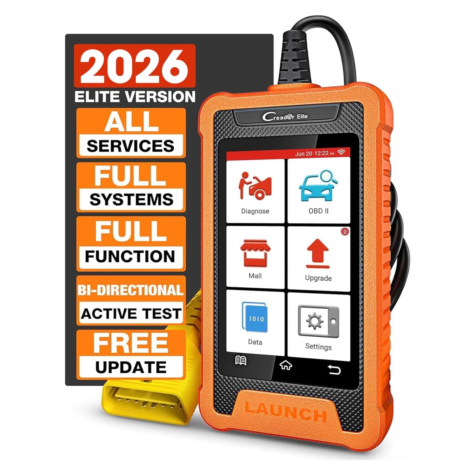 Launch 2024 Creader Elite OBD2 Scanner for Honda Acura, Full System Bi-Directional Diagnostic Scan Tool, Full Reset Code Reader, AUTO VIN, Battery Registration, Injector Coding, Lifetime F-Ree Update