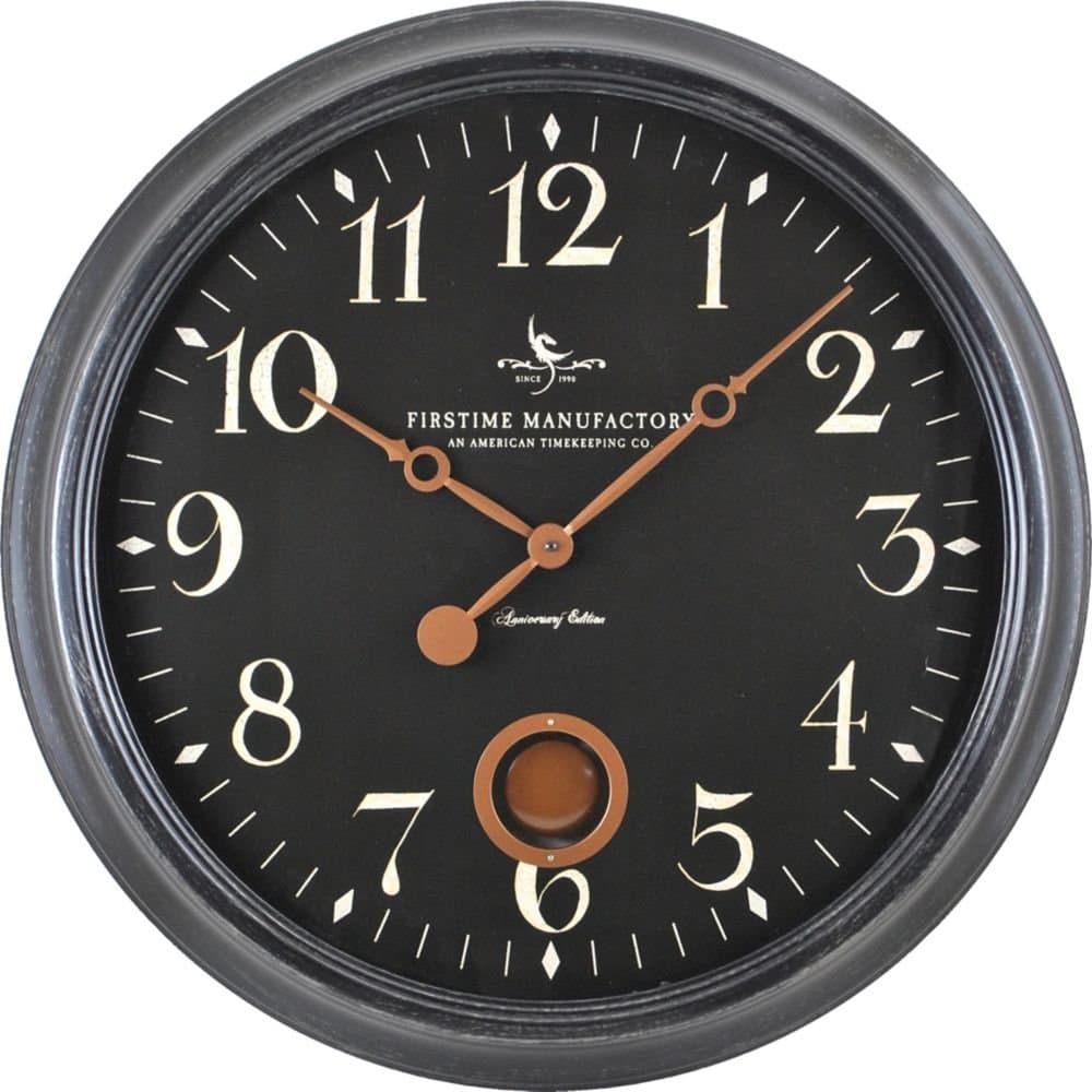 Distressed Frame Wall Clock - 24" Distressed Black Dimensions: 3" D x 24" Diameter Weight: 8 lbs.