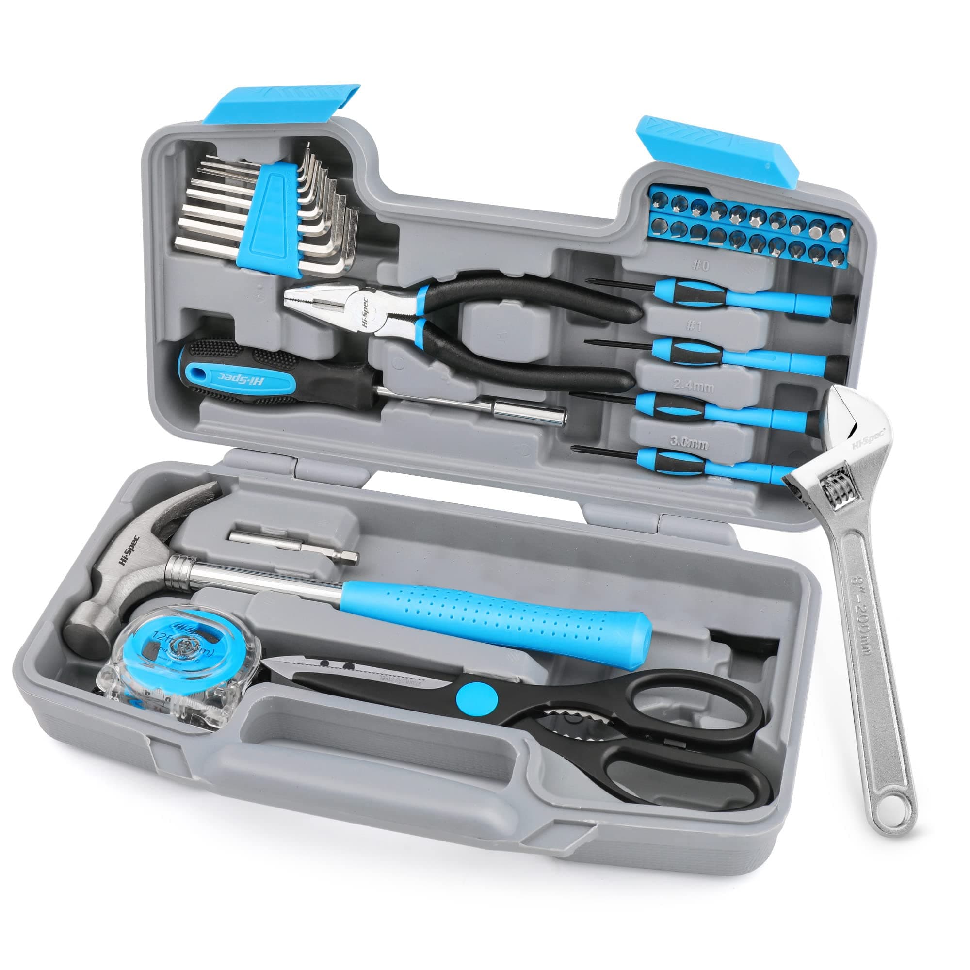 Hi-Spec Home Tool Kit for Home & Office DIY 40pc Blue – Small Essential DIY kit with Hand Tools for Household Repairs, new Homes, Travel, Office, College and Everyday DIY in a Compact Toolbox.