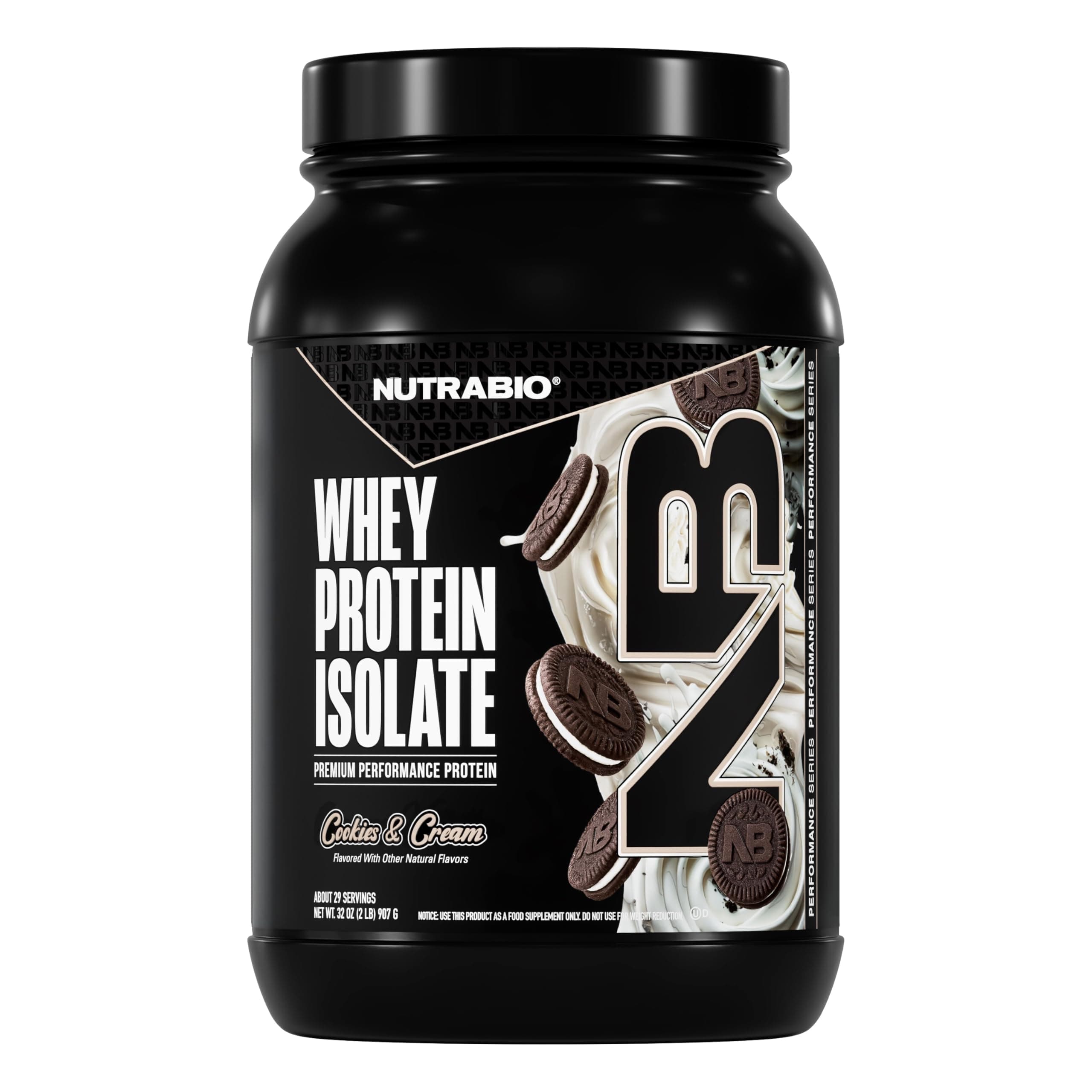 100% Whey Protein Isolate Protein Powder, 25g Protein with Complete Amino Acid Profile, Non-GMO, Soy & Gluten Free, Low Carb, Low Calorie Whey Protein Powder, Cookies & Cream, 2 Lbs