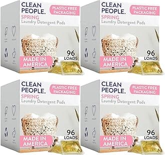 Clean People Laundry Detergent Pods - Recyclable Packaging, Hypoallergenic, Stain Fighting - Ultra Concentrated, Laundry Soap (384 Count, Spring Scent)