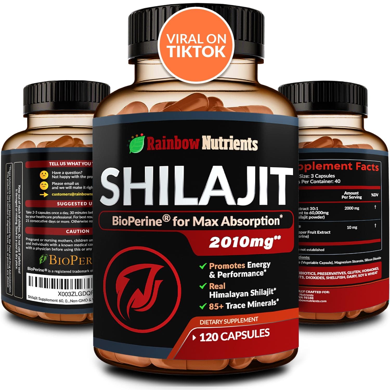 Pure Himalayan Shilajit Capsules Supplement (2,010mg + Absorption Enhancer+50% Fulvic Acid) Natural 30:1 Shilajit with 85+ Trace Minerals for Energy, Performance, Immune Support| Non GMO| 120 Pills