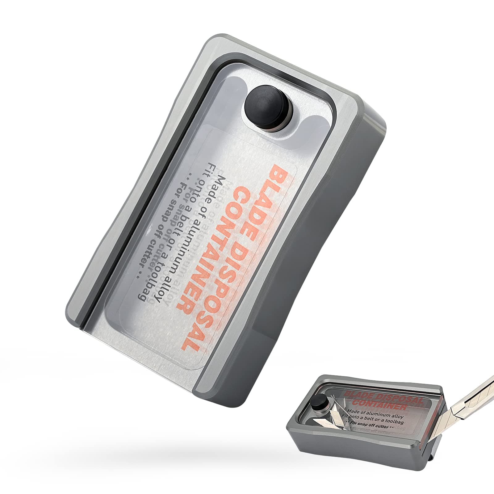 NEWISHTOOL Portable Blade Snap Off Box Razor Disposal Container Storage Bank, Safety to Dispose of Most 9mm 18mm Utility Knife Blades, Aluminum Alloy Blades Breaker with Magnet and Clip