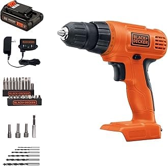 BLACK+DECKER 20V MAX POWERCONNECT Power Drill Cordless Drill Driver Electric Screwdriver with 30 Piece Bit Set, Battery and Charger Included (LD120VA)