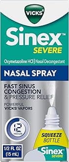 Vicks Sinex SEVERE, Nasal Spray, Original Sinus Decongestant for Fast Relief of Cold & Allergy Congestion, Sinus Pressure Relief, 0.5 Fl. Oz (Pack of 4)