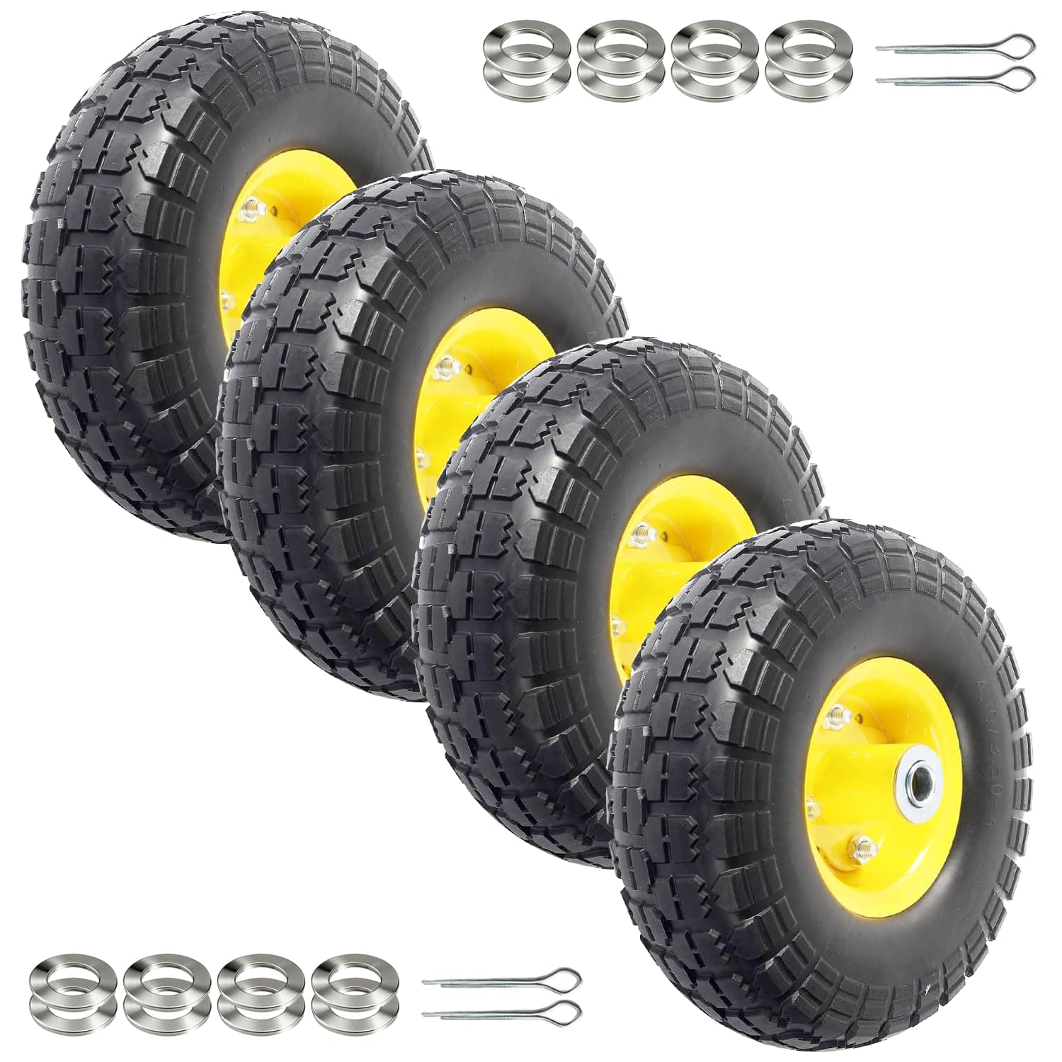 4.10/3.50-4 Flat-Free, 10-Inch Solid Rubber Tire and Wheel