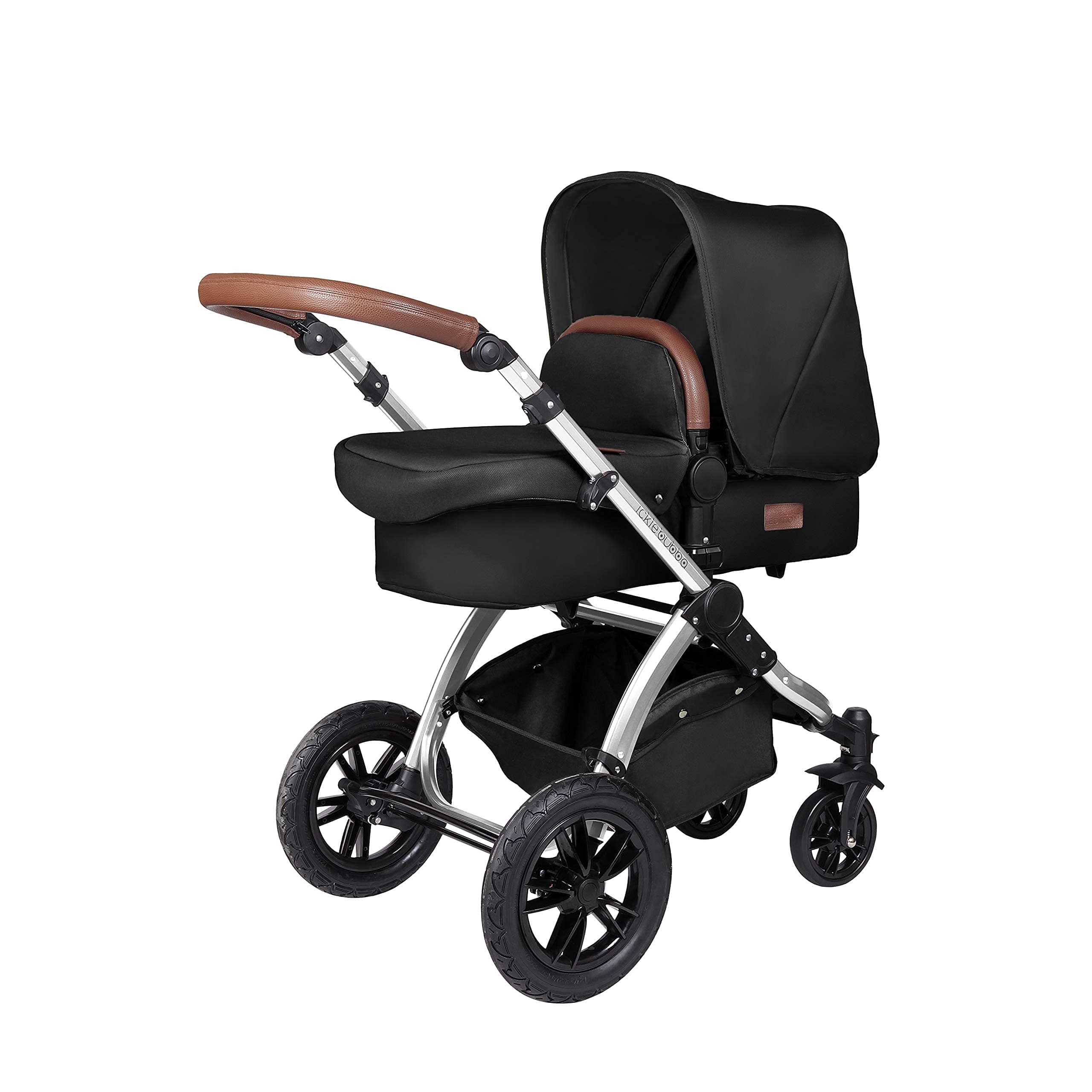 Ickle Bubba Stroller, Baby Travel System | Bundle incl Rear and Forward-Facing Pushchair, Car Seat, ISOFIX Base, Carrycot, Footmuff and Raincover | Stomp V4 Special Edition, Midnight Chrome