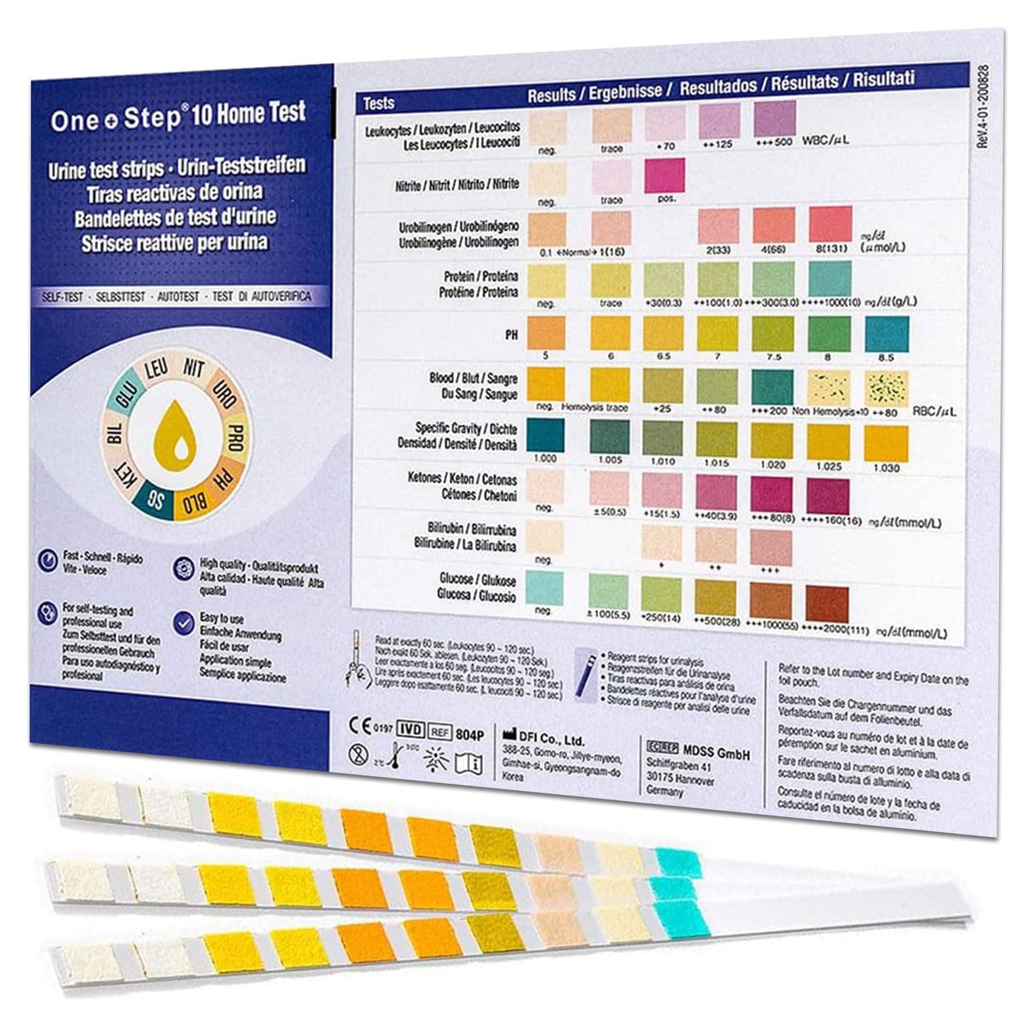 10 x Urinalysis Multisticks Strips -10 Parameter Professional/GP Urine Tests - pH/Glucose/Ketone/Liver & Kidney Infection