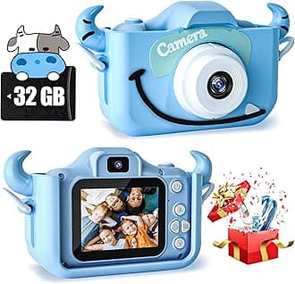 CIMELR Kids Camera Toys for 3 4 5 6 7 8 9 10 11 12 Years Old Boys/Girls, Kids Digital Camera for Toddler with Video, Birthday Festival for Kids, Selfie Camera for Child, 32GB TF Card