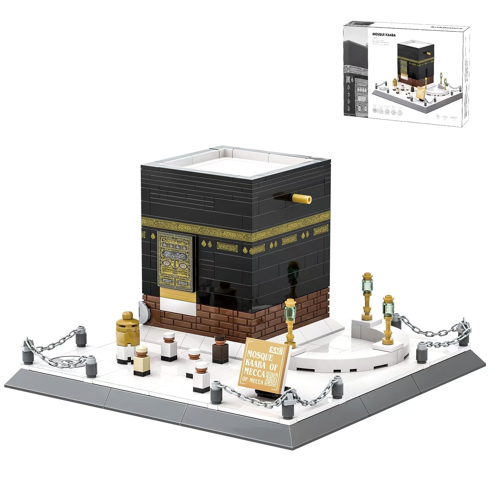 Islamic Mosque Kaaba Architectural Model Building Block Sets Muslim Bricks Toy Hajj Kit Eid Gifts for Kids Adult 446 Pieces