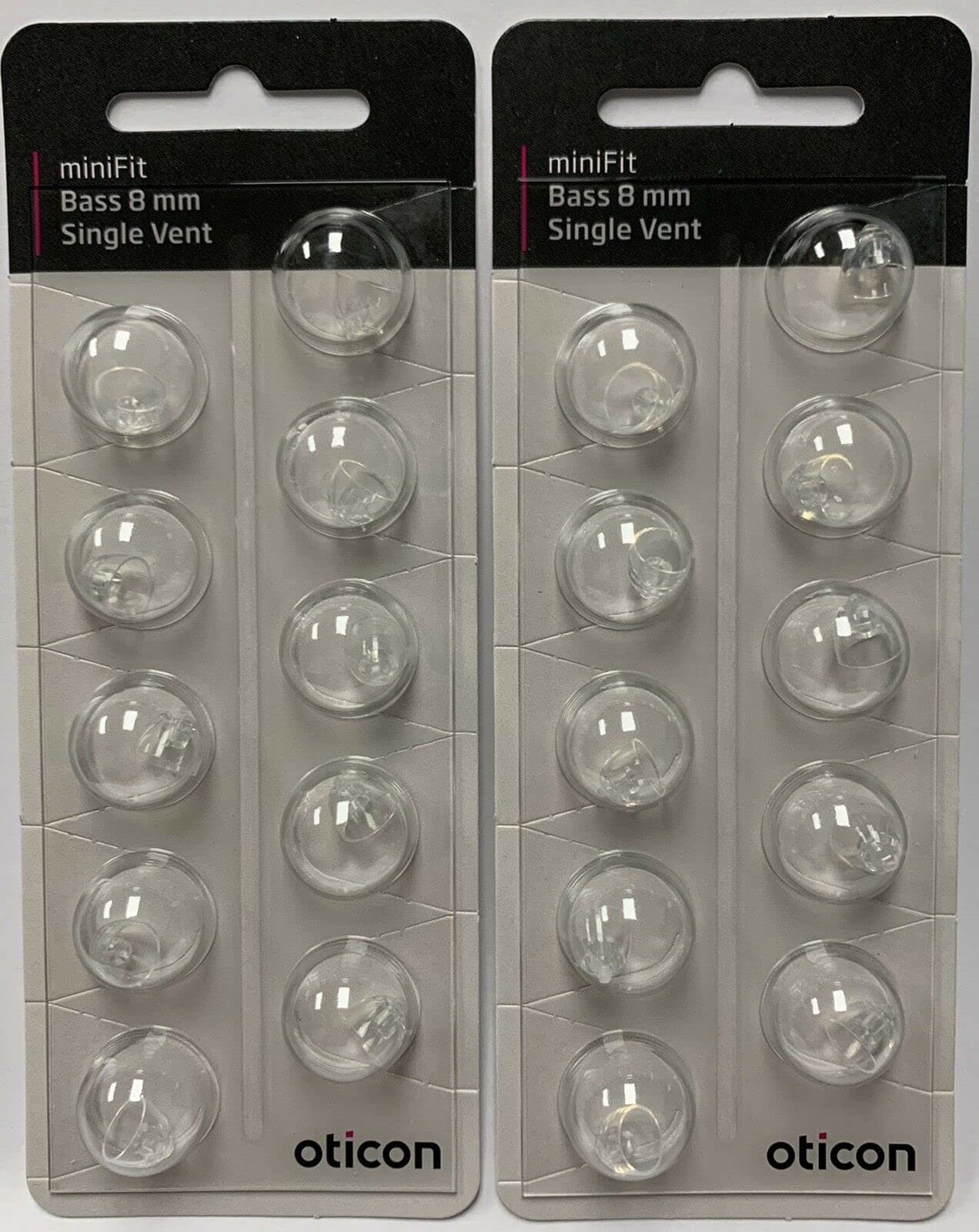 8mm Minifit Single Bass Domes (2 Pack) Replacement Domes for Oticon Hearing aids