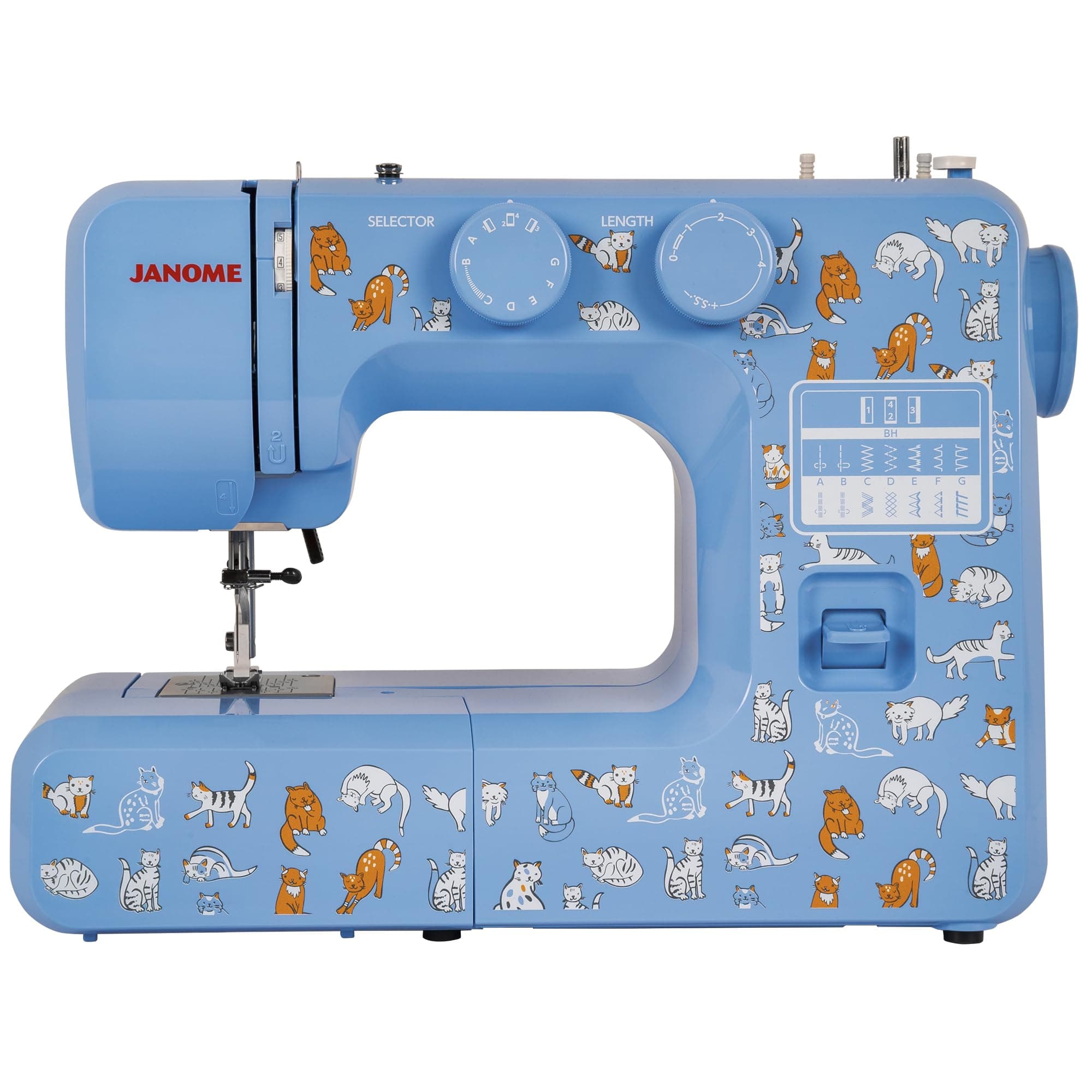 Janome Cat Fancy Easy-to-Use Sewing Machine with Interior Metal Frame, Bobbin Diagram, Tutorial Videos, Made with Beginners in Mind for Garments, Patchwork, Light Quilting