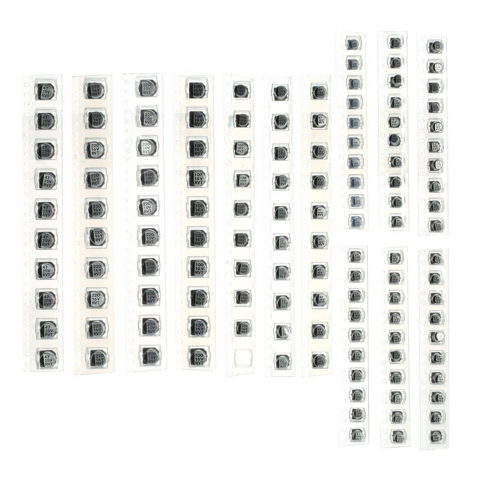 DollaTek 130pcs/Set 13 Values SMD Aluminum Electrolytic Capacitor Assorted Kit 1uF-220uF