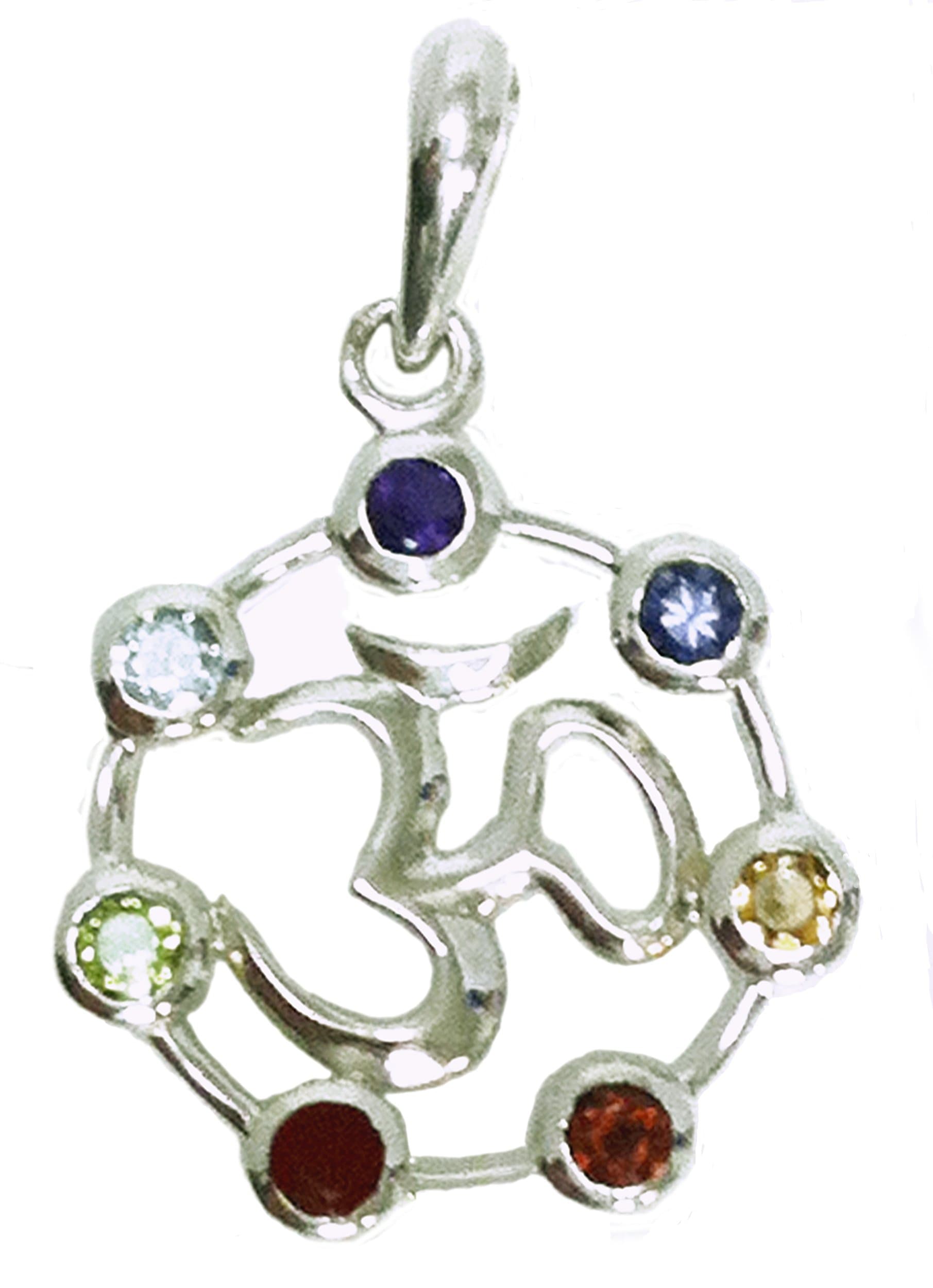 EspritOM Symbol 7 Chakra Stone Pendant Sterling Silver