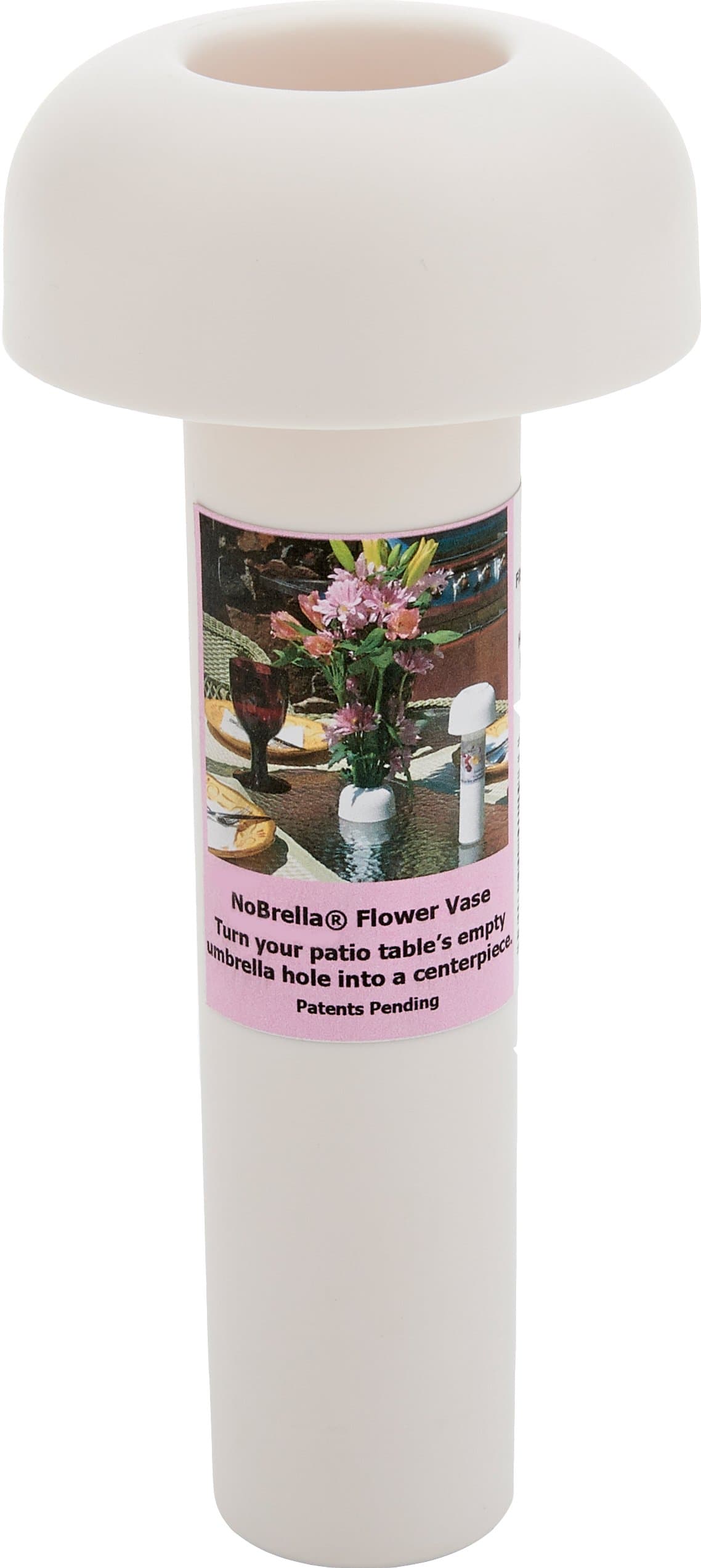 Flower Vase Patio Table Umbrella Hole Insert, White
