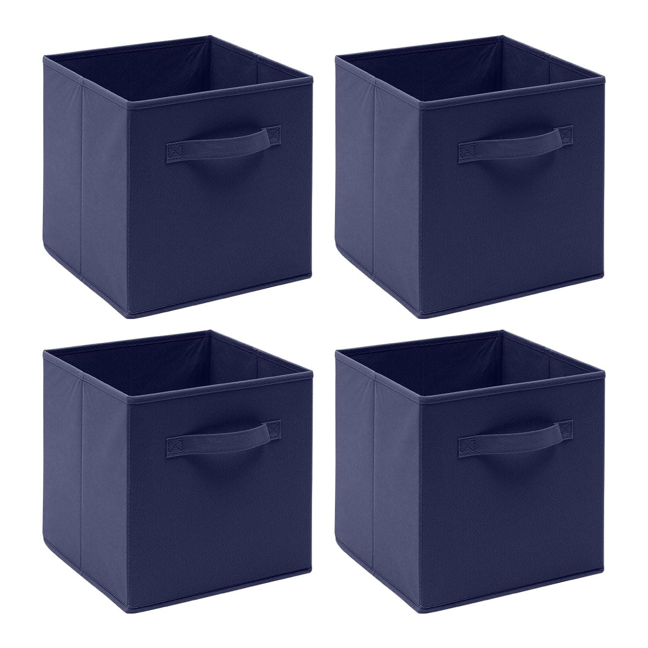 BELIFEGLORY Storage Cubes Set of 4 ,Canvas Foldable Storage Boxes ,Fabric Basket Bin Boxes Set for Baby Kids Toy Nursery Room Home Closet Drawers and Offices,26.5 x 26.5 x 28cm (A-Dark Blue)