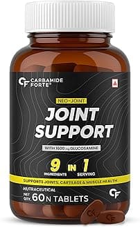 Carbamide Forte Joint Support Supplement for Adults with Glucosamine 1600mg Per Serving with Chondroitin, Boswellia, Turmeric & Ginger- Tablets 60 Count