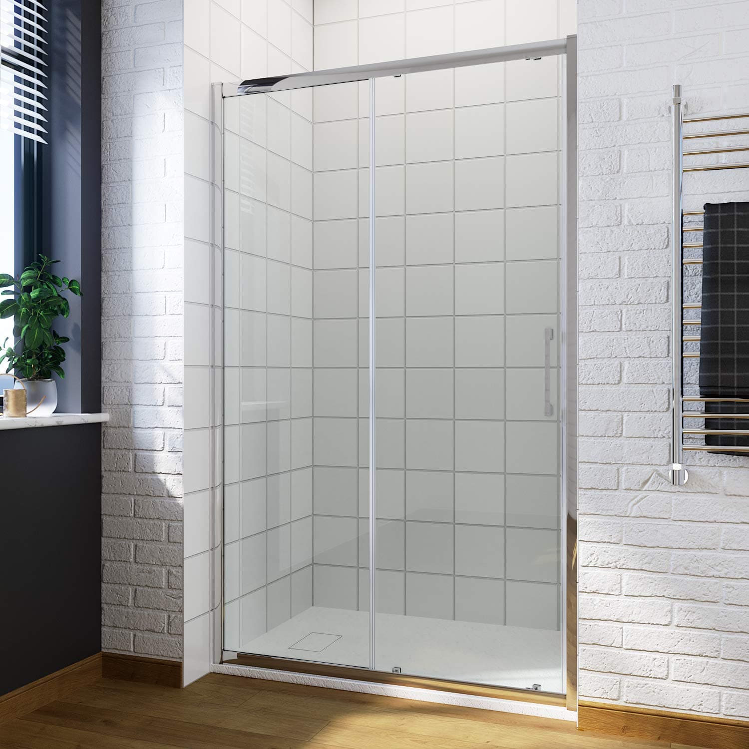 ELEGANT 1000mm Sliding Shower Screen Panel for Bath Door in 6mm Safety Shower Enclosure Cubicle Glass