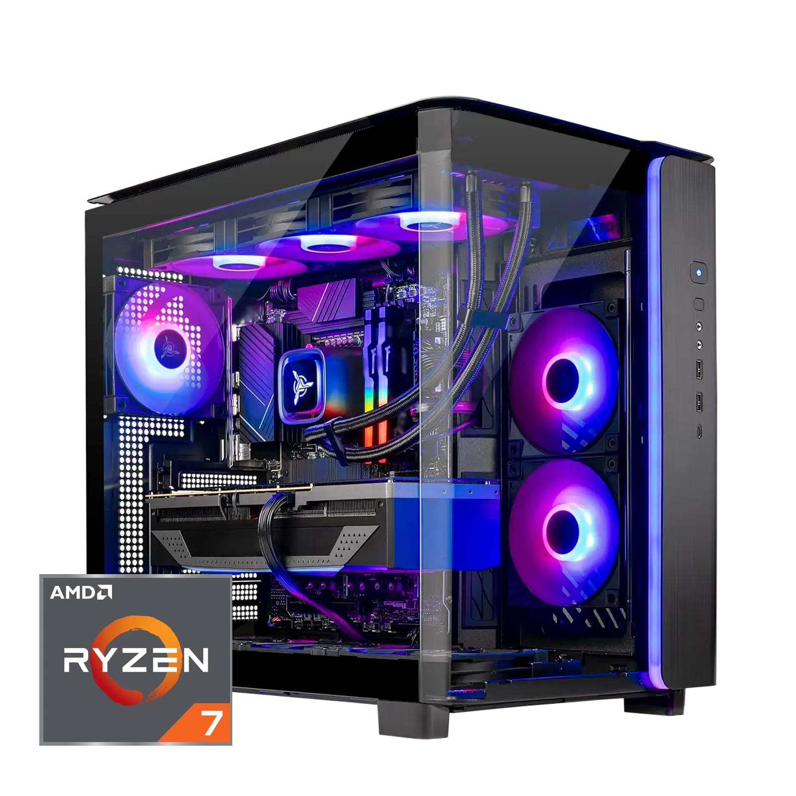 Skytech King 95 Gaming PC Desktop, Ryzen 7 7700X 4.5 GHz (5.4GHz Turbo Boost), NVIDIA RTX 4070 Ti Super 16GB GDDR6X, 1TB Gen4 SSD, 32GB DDR5 RAM 5600 RGB, 750W Gold PSU, ARGB AIO, Wi-Fi, Win 11 Home