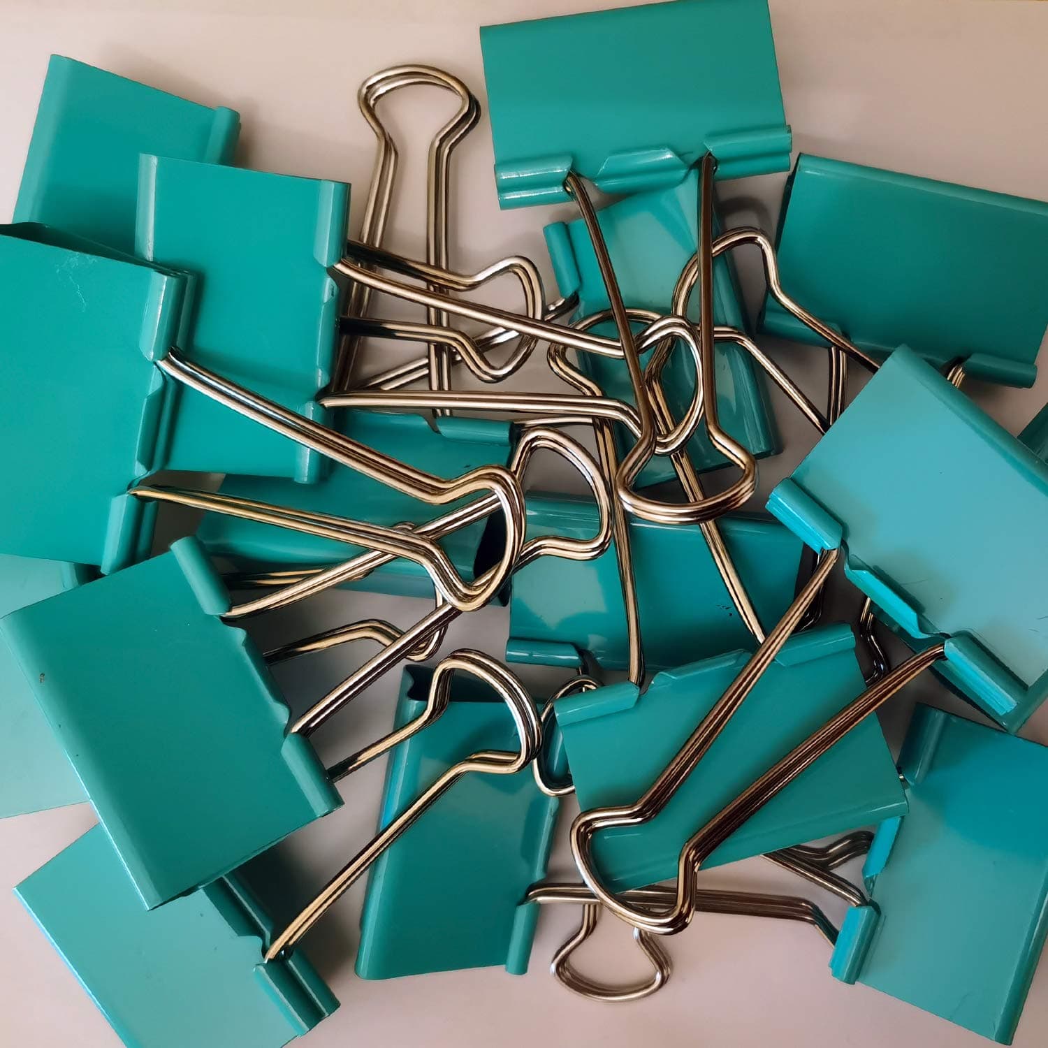 Large Binder Clips Green Color (A bit Bluish) 2" / 2 inches / 50 mm a Little bit Scratch Jumbo (Huge) Paper Clips (6 PCS, Green)
