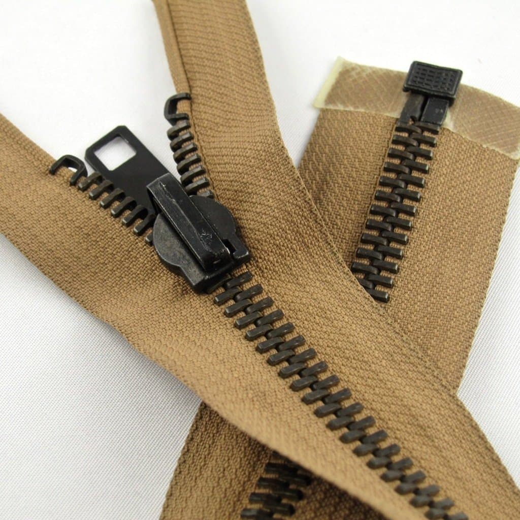 Lampo Zip Separable 37 cm Beige Leather Jacket Reversible Zipper Metal