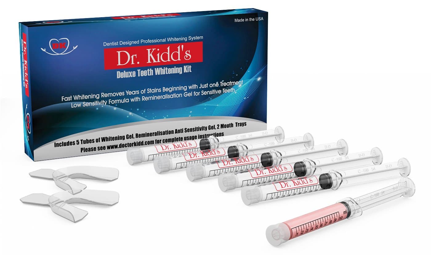 Professional Teeth Whitening Kit by Dr. Kidd- Complete Whitener System -Includes Teeth Whitening Trays and Desensitizing Gel Kit for Sensitive Teeth