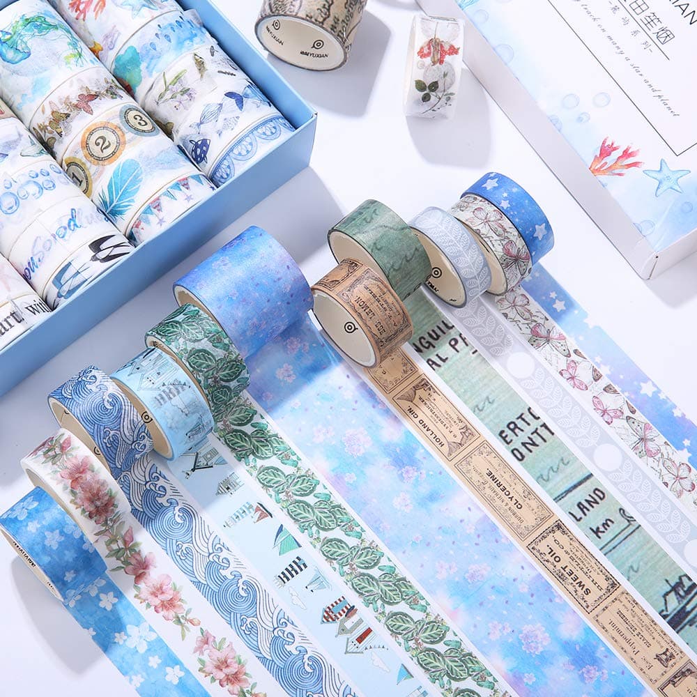 mreechan Washi Tape,40 Rolls Multi-Pattern Decorative Washi Tape,ecorative Tape Scrapbook Supplies for DIY, Journals, Scrapbooks,Daily Planners, Gift Wrapping, Office Party Supplies