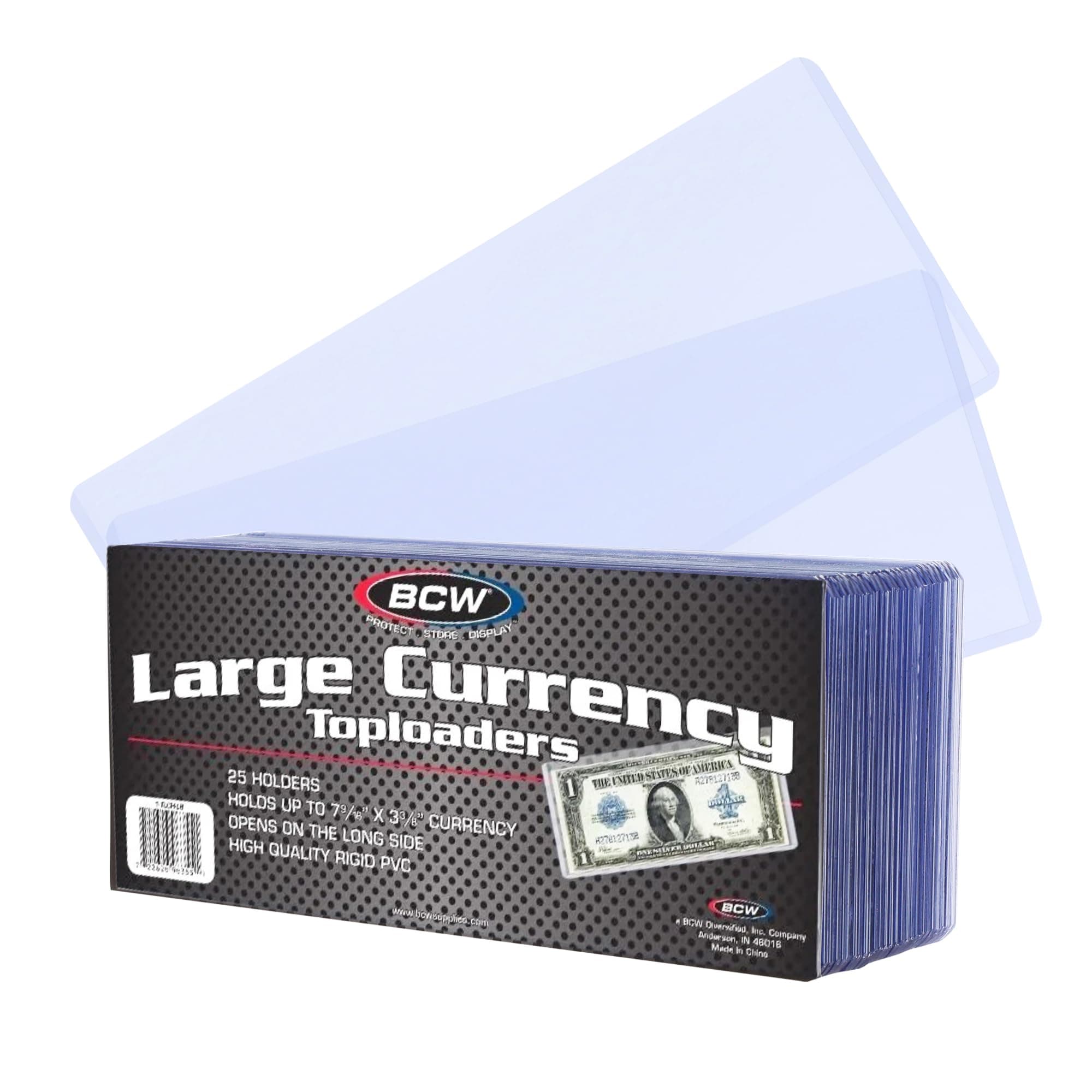 BCW 7.75 x 3.5 - Large Bill Currency (Dollar Bill) Holder - Pack of 25 Toploaders - Currency and Coin Collecting Supplies