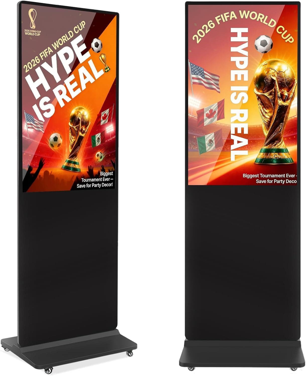 43/49/55/65 Inches Digital Signage Display, Freestanding Digital Poster with 4 Wheels, LCD Commercial Advertising Display Ideal for Retail, Restaurants & Shopping Malls, Black,Non-Touch Screen